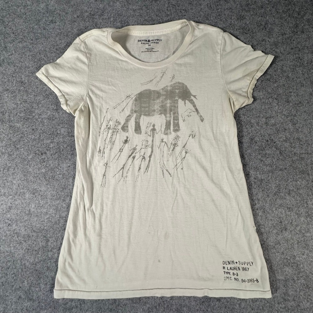 Denim & Supply Ralph Lauren Shirt Womens Medium Cream Elephant Hunting Tribal
